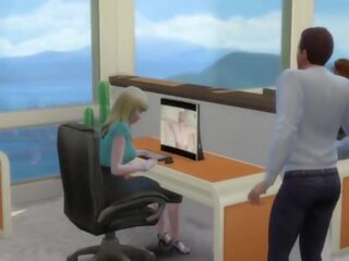 In orde niet naar verliezen een baan blondine offers haar poesje - seks in de kantoor