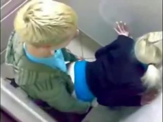 Fabulous Blonde babe Fucked In Public Restroom
