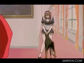 Hentai maids jebanie strapon v skupinové trtkanie pre ich dáma