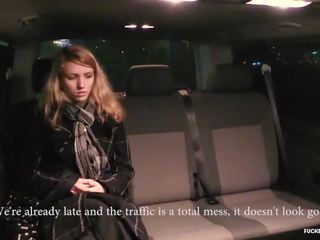 FUCKED IN TRAFFIC - adorable Czech blondie bangs in the backseat of the car