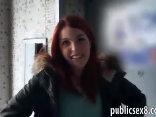 Redhead Eurobabe gets pounded in bushy for some cash