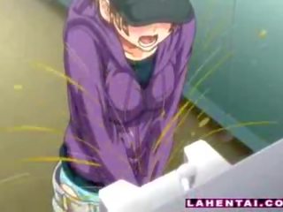 Manga jauns sieviete par the tualete
